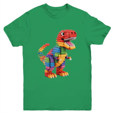 Master Builder Men Boys Kids Building Bricks Dinosaur T-Rex Youth Shirt | teecentury
