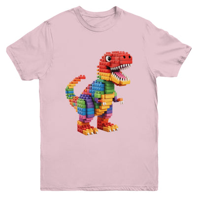 Master Builder Men Boys Kids Building Bricks Dinosaur T-Rex Youth Shirt | teecentury