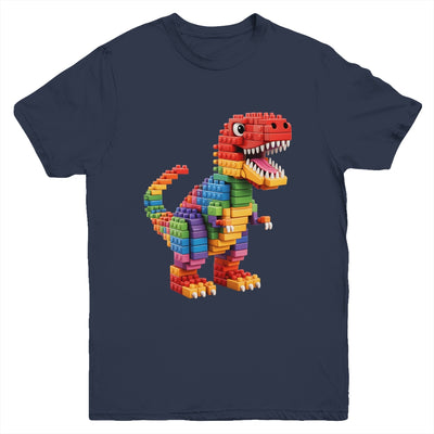 Master Builder Men Boys Kids Building Bricks Dinosaur T-Rex Youth Shirt | teecentury