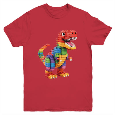 Master Builder Men Boys Kids Building Bricks Dinosaur T-Rex Youth Shirt | teecentury