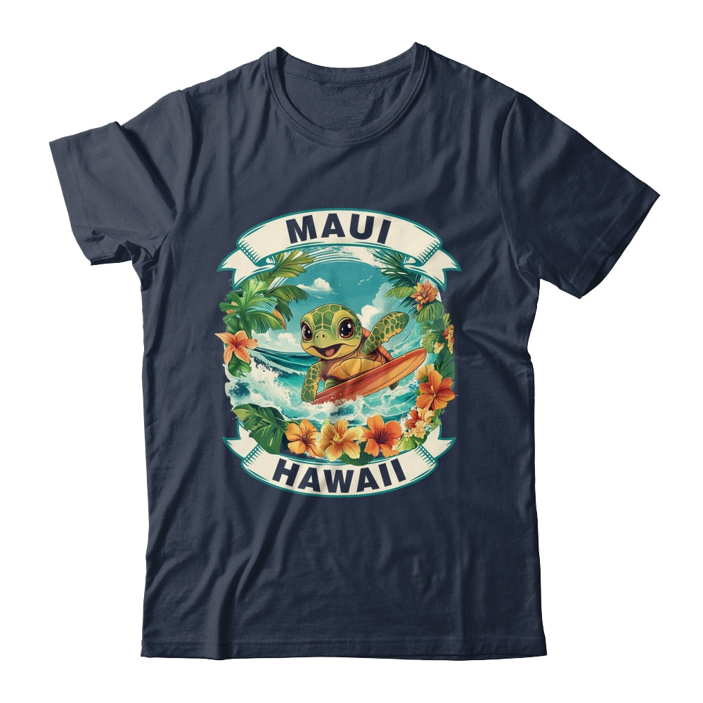 Maui Hawaii Cute Sea Turtle Surfing Summer Vacation Shirt & Tank Top | teecentury