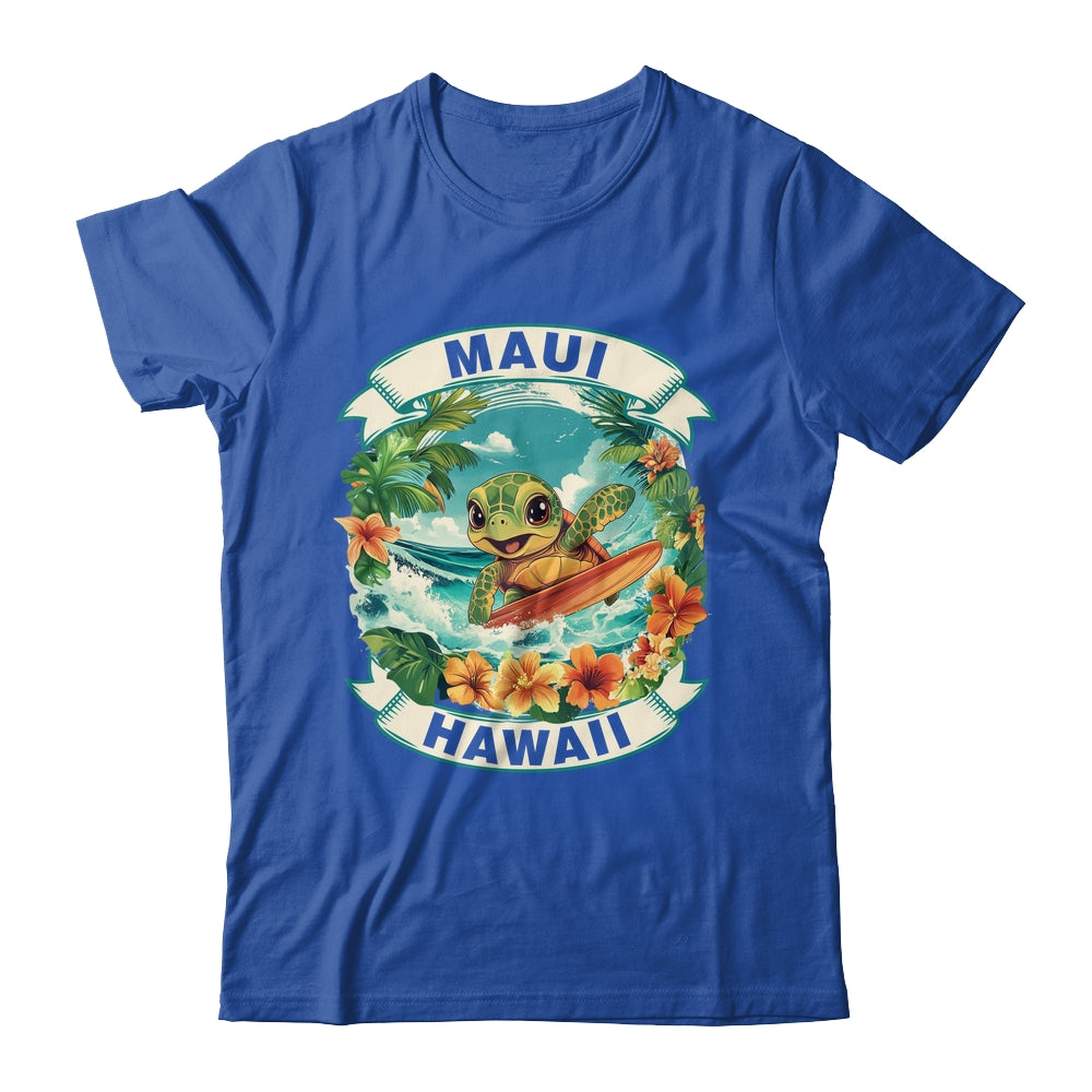 Maui Hawaii Cute Sea Turtle Surfing Summer Vacation Shirt & Tank Top | teecentury