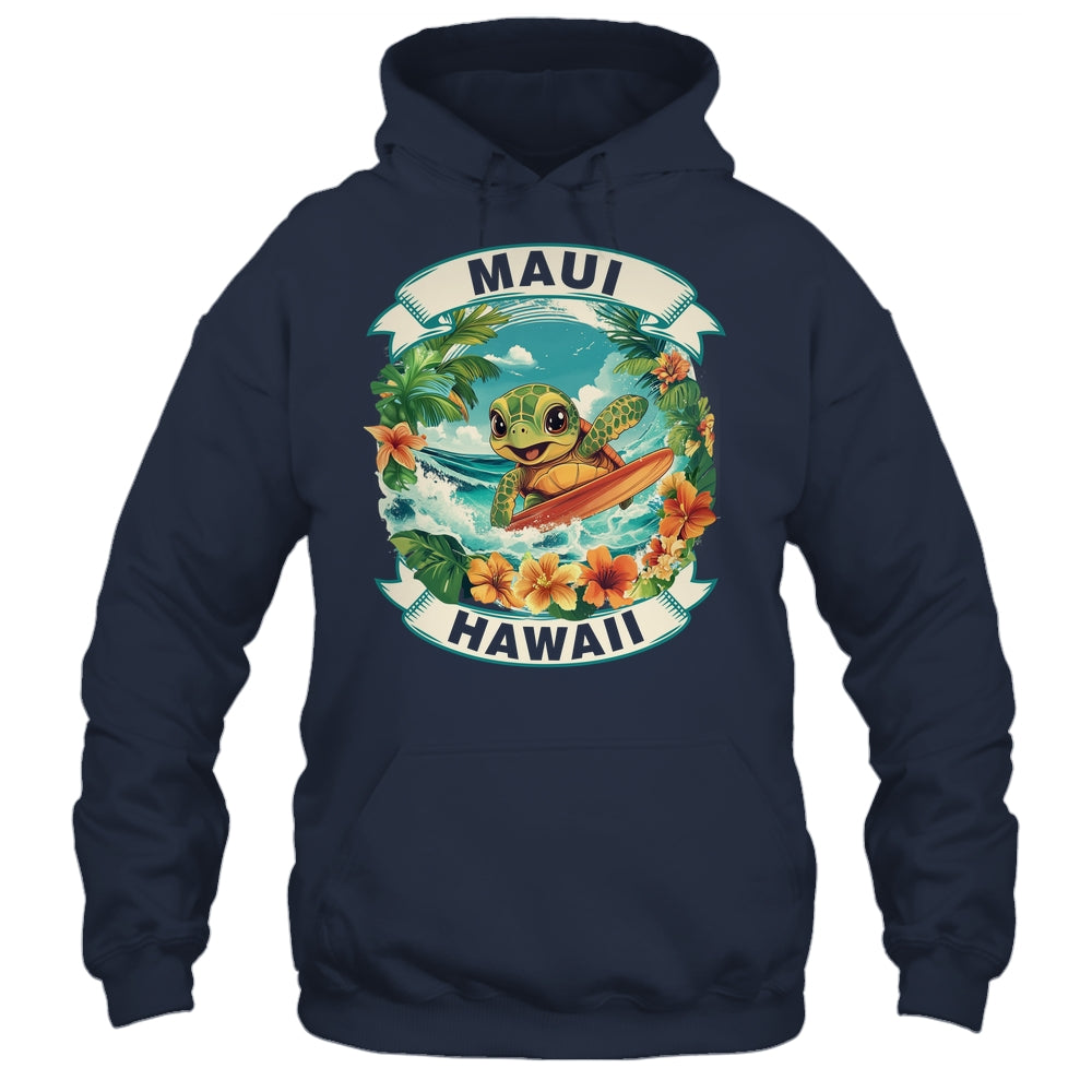 Maui Hawaii Cute Sea Turtle Surfing Summer Vacation Shirt & Tank Top | teecentury