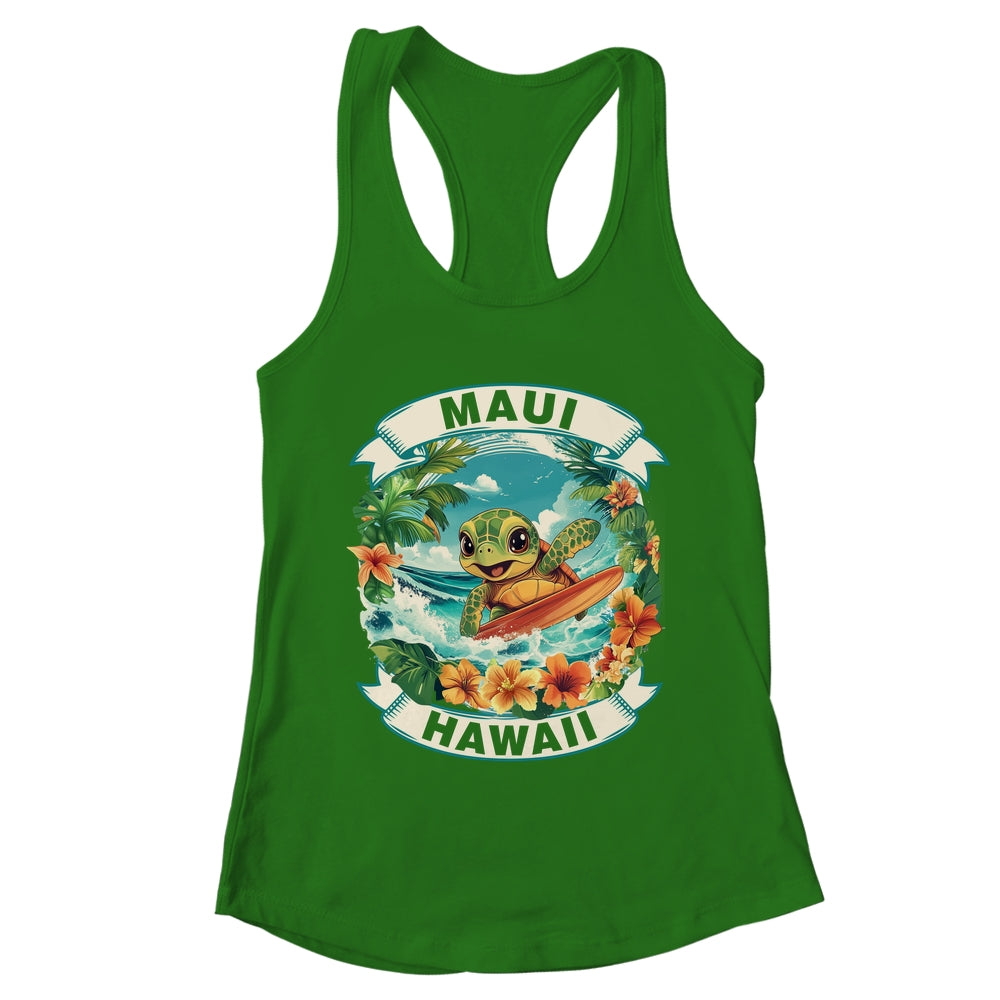 Maui Hawaii Cute Sea Turtle Surfing Summer Vacation Shirt & Tank Top | teecentury
