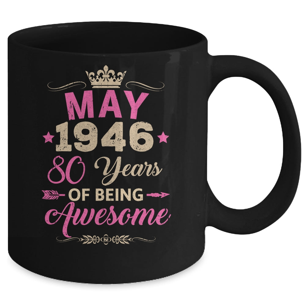 May 1946 80 Years Of Being Awesome Retro 80th Birthday Mug | teecentury