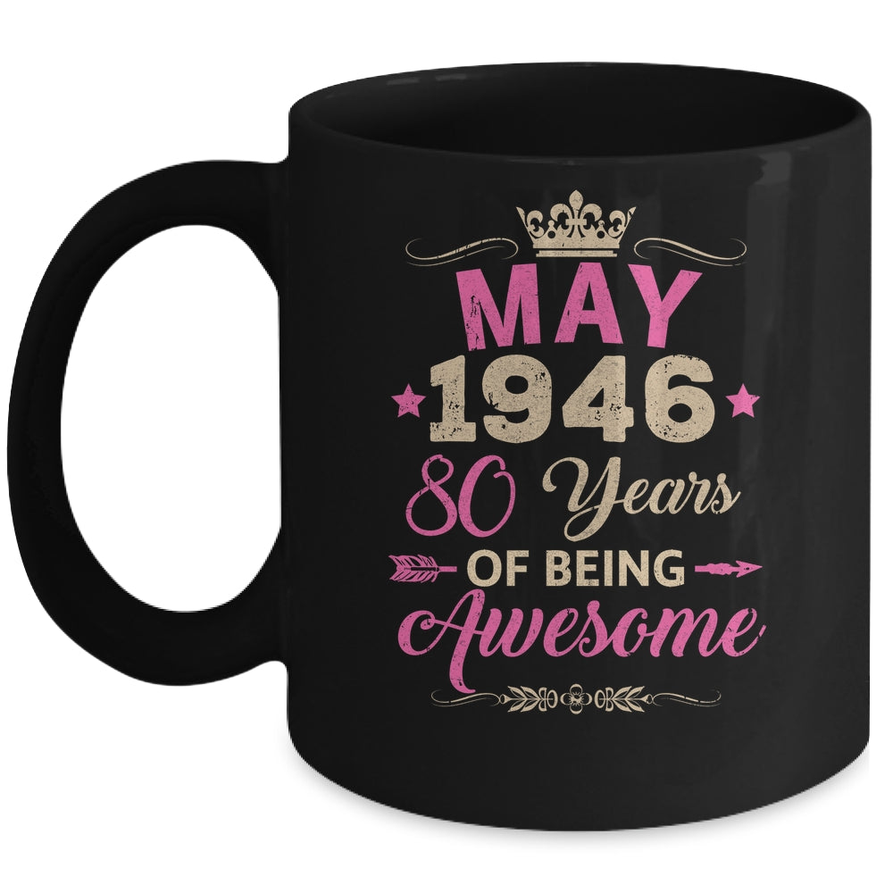 May 1946 80 Years Of Being Awesome Retro 80th Birthday Mug | teecentury