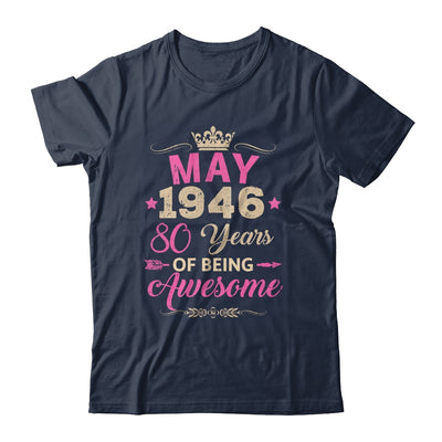 May 1946 80 Years Of Being Awesome Retro 80th Birthday Shirt & Tank Top | teecentury