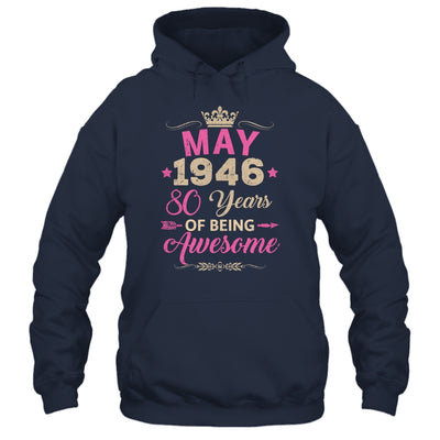 May 1946 80 Years Of Being Awesome Retro 80th Birthday Shirt & Tank Top | teecentury