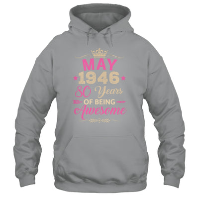 May 1946 80 Years Of Being Awesome Retro 80th Birthday Shirt & Tank Top | teecentury