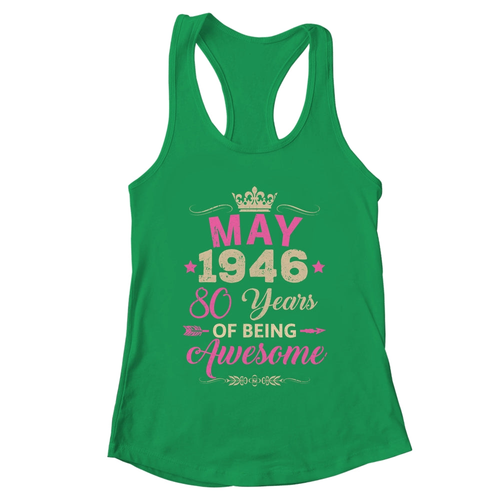 May 1946 80 Years Of Being Awesome Retro 80th Birthday Shirt & Tank Top | teecentury