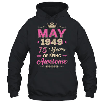 May 1949 75 Years Of Being Awesome Retro 75th Birthday Shirt & Tank Top | teecentury