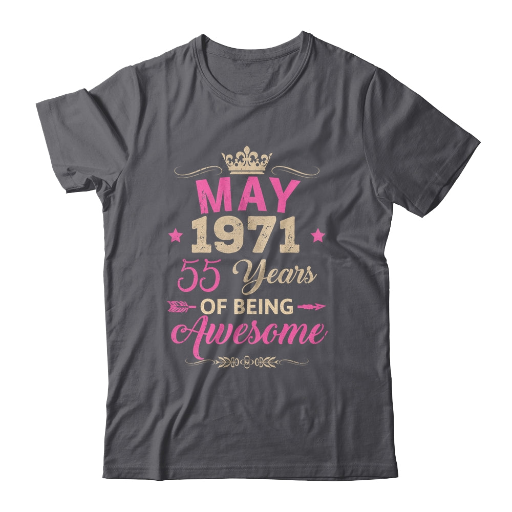 May 1971 55 Years Of Being Awesome Retro 55th Birthday Shirt & Tank Top | teecentury