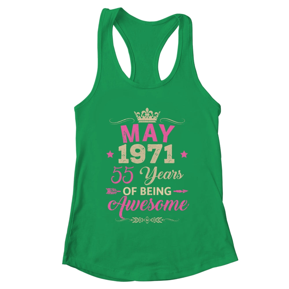 May 1971 55 Years Of Being Awesome Retro 55th Birthday Shirt & Tank Top | teecentury