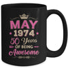 May 1974 50 Years Of Being Awesome Retro 50th Birthday Mug | teecentury