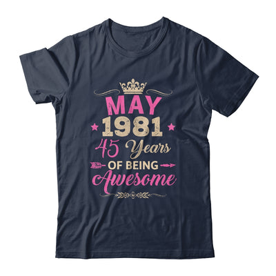 May 1981 45 Years Of Being Awesome Retro 45th Birthday Shirt & Tank Top | teecentury
