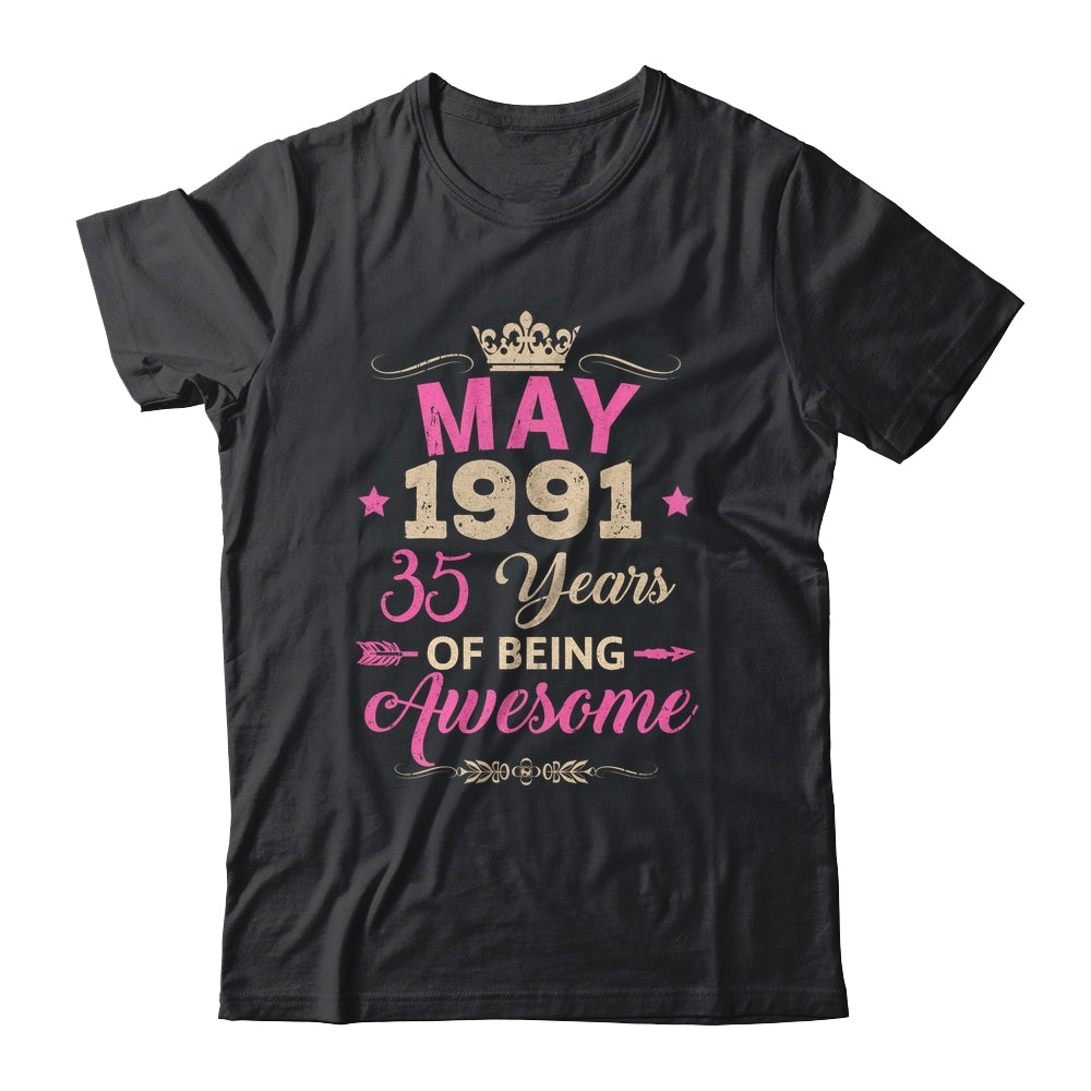 May 1991 35 Years Of Being Awesome Retro 35th Birthday Shirt & Tank Top | teecentury