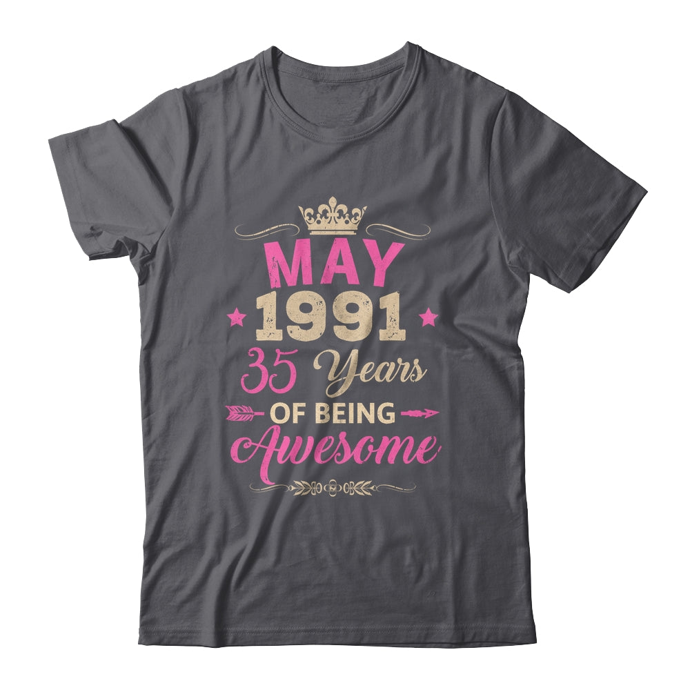May 1991 35 Years Of Being Awesome Retro 35th Birthday Shirt & Tank Top | teecentury
