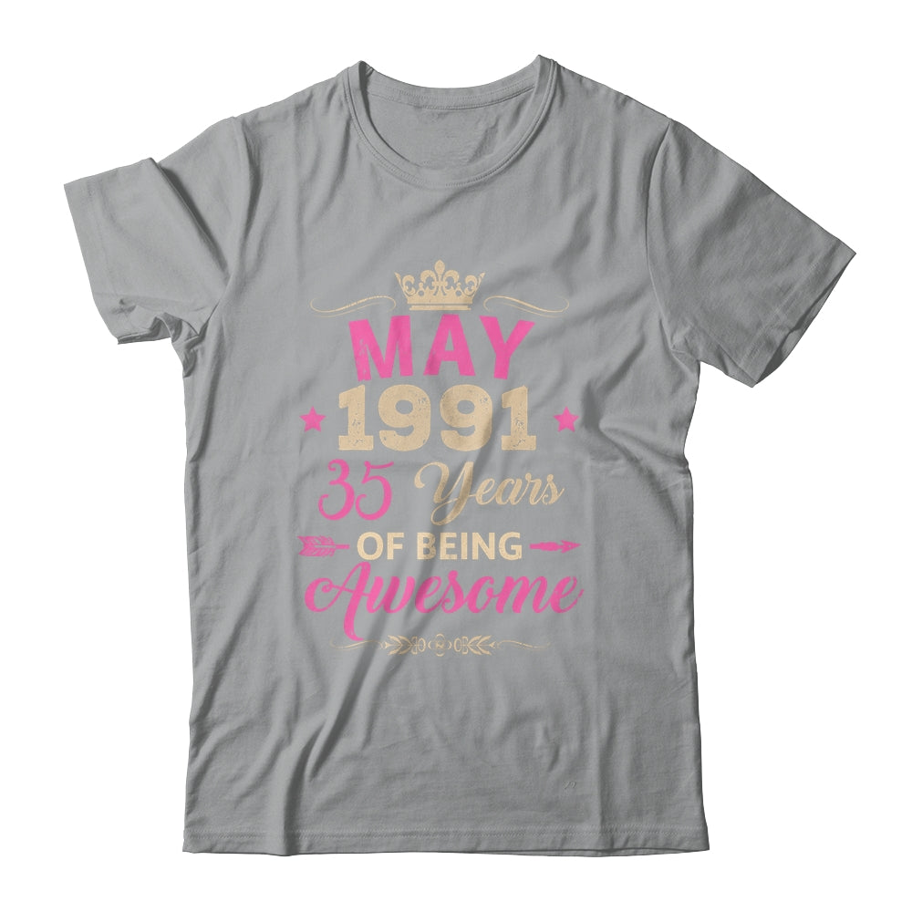 May 1991 35 Years Of Being Awesome Retro 35th Birthday Shirt & Tank Top | teecentury