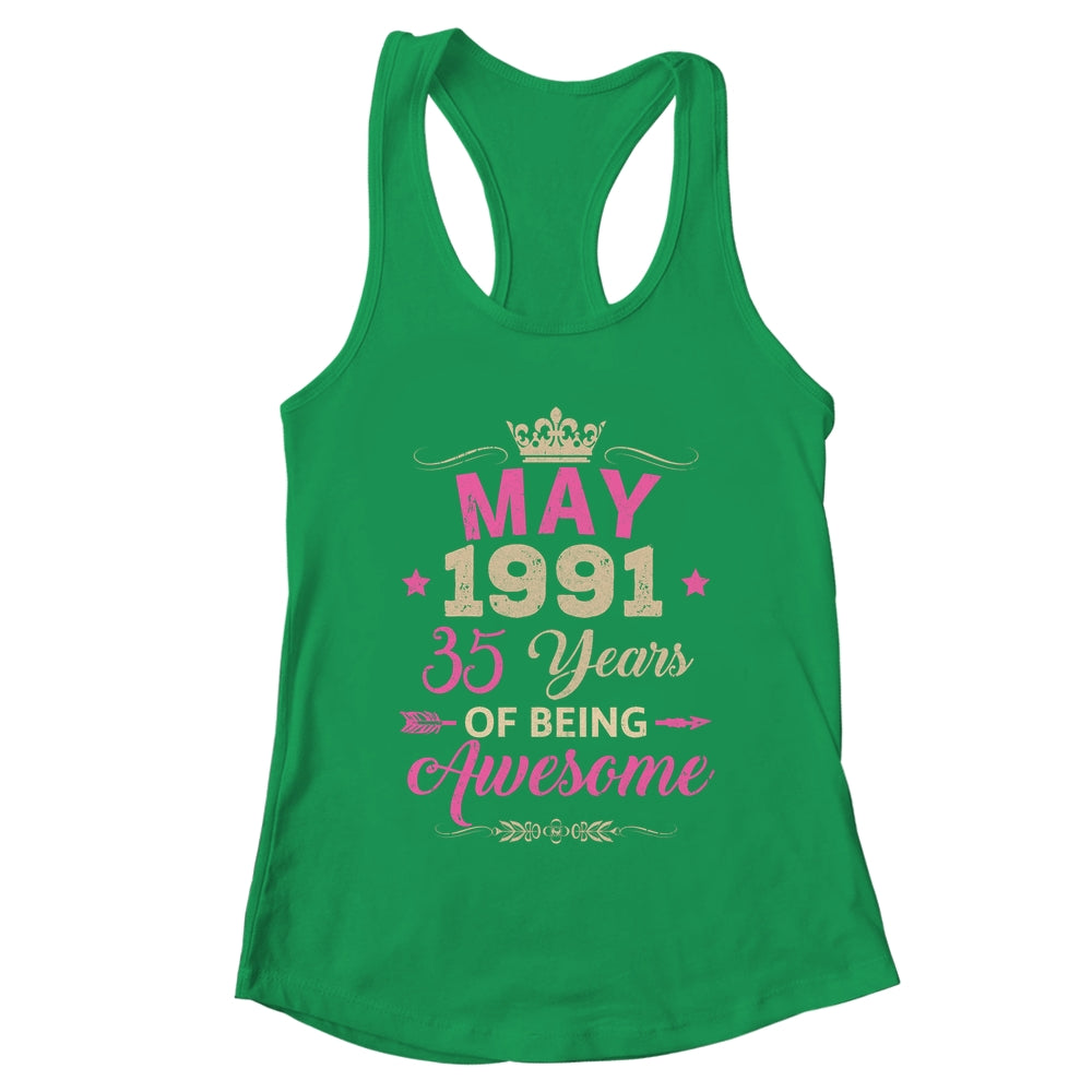 May 1991 35 Years Of Being Awesome Retro 35th Birthday Shirt & Tank Top | teecentury