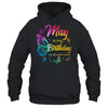 May Birthday For Women Girls Butterfly Tie Dye Theme Shirt & Tank Top | teecentury