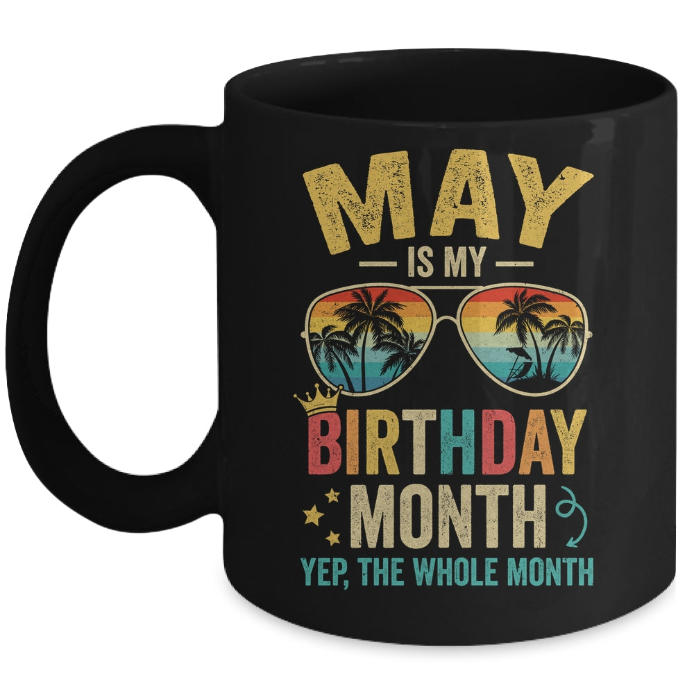 May Is My Birthday Retro Sunglasses Funny Birthday Mug | teecentury