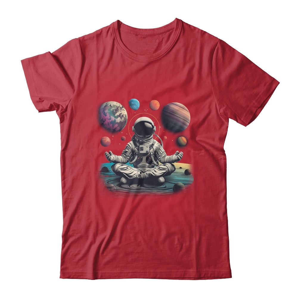 Meditating Astronaut Planets Meditation Outer Space Shirt & Tank Top | teecentury