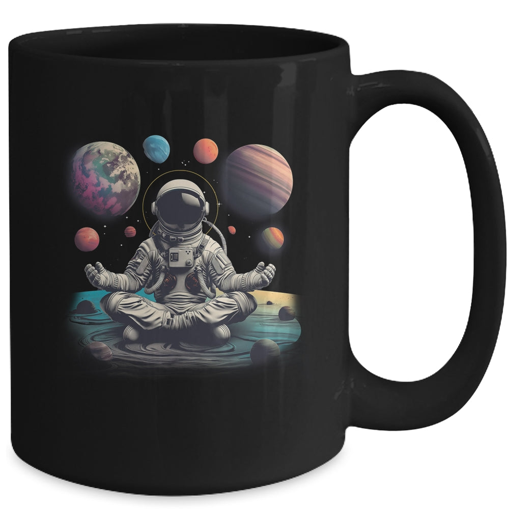 Meditating Astronaut Planets Meditation Outer Space Mug | teecentury