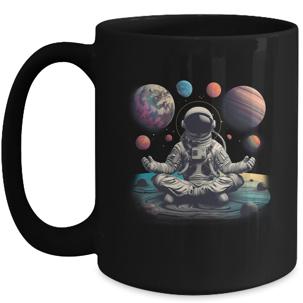 Meditating Astronaut Planets Meditation Outer Space Mug | teecentury