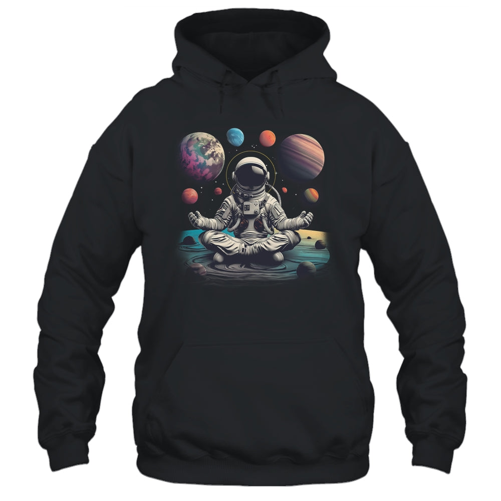 Meditating Astronaut Planets Meditation Outer Space Shirt & Tank Top | teecentury