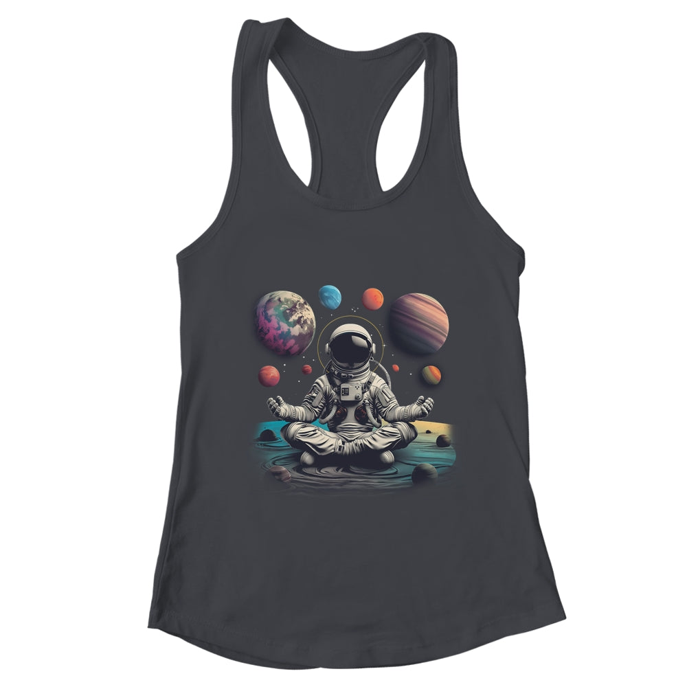 Meditating Astronaut Planets Meditation Outer Space Shirt & Tank Top | teecentury
