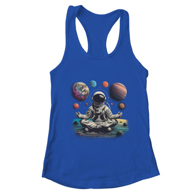 Meditating Astronaut Planets Meditation Outer Space Shirt & Tank Top | teecentury