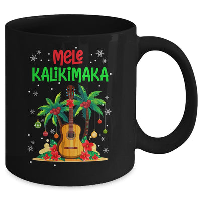 Mele Kalikimaka Merry Xmas Light Santa Hawaiian Guitar Mug | teecentury