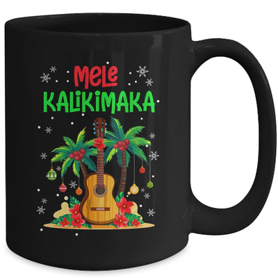 Mele Kalikimaka Merry Xmas Light Santa Hawaiian Guitar Mug | teecentury