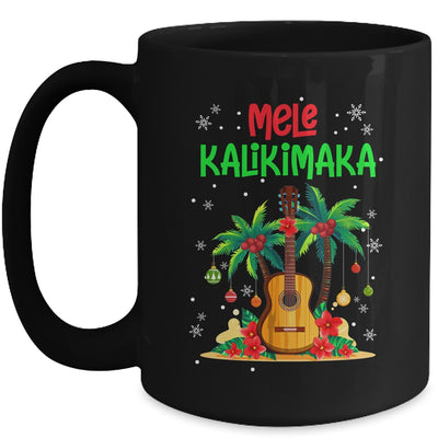 Mele Kalikimaka Merry Xmas Light Santa Hawaiian Guitar Mug | teecentury