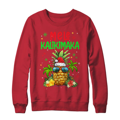 Mele Kalikimaka Merry Xmas Light Santa Hawaiian Pineapple Shirt & Sweatshirt | teecentury