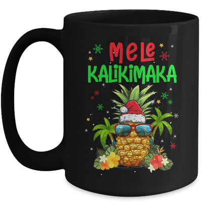 Mele Kalikimaka Merry Xmas Light Santa Hawaiian Pineapple Mug | teecentury