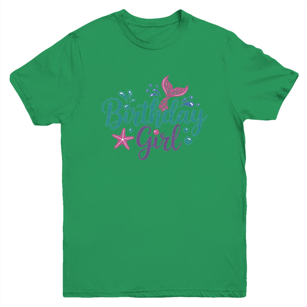 Mermaid Birthday Girl Kids Mermaid Birthday Youth Shirt | teecentury