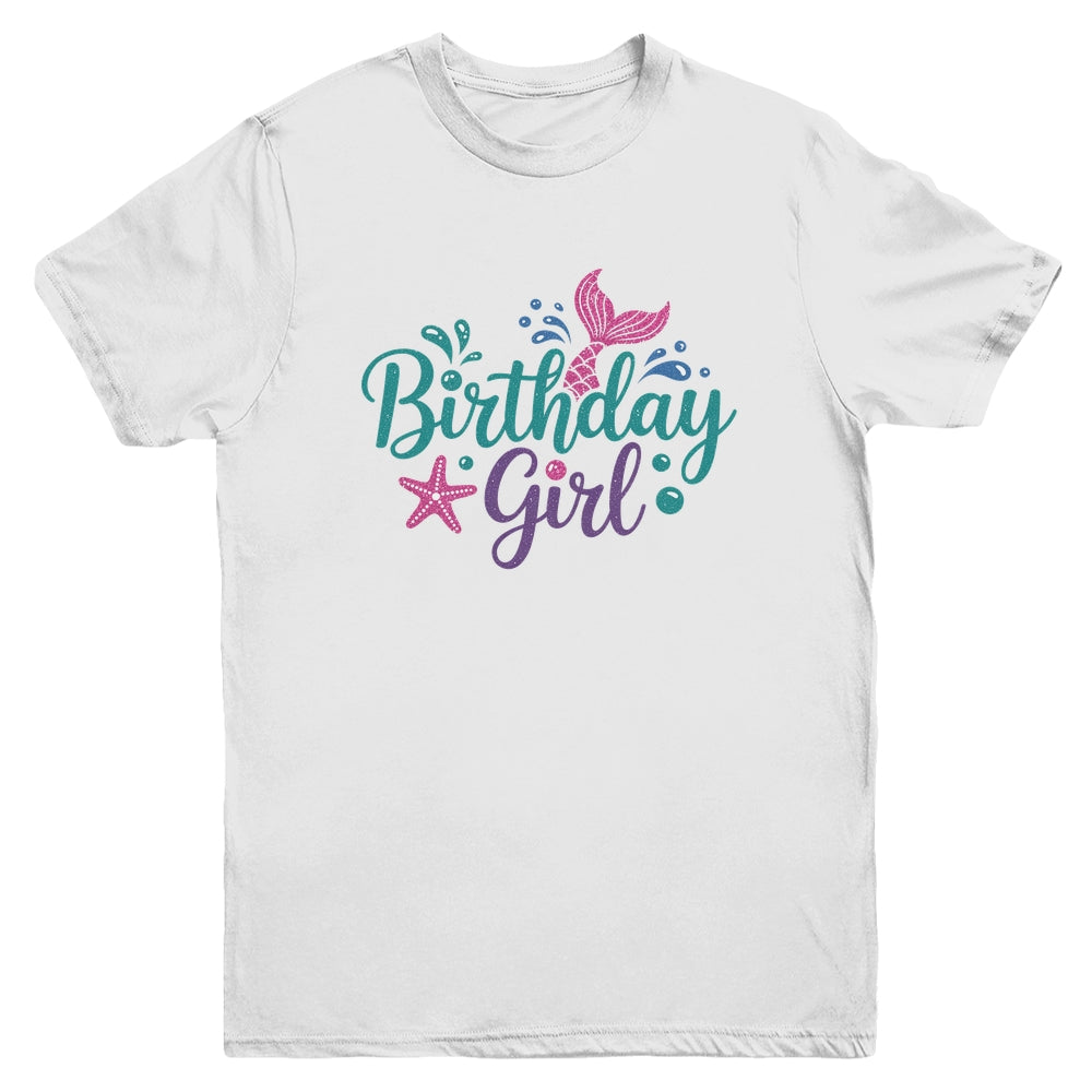 Mermaid Birthday Girl Kids Mermaid Birthday Youth Shirt | teecentury