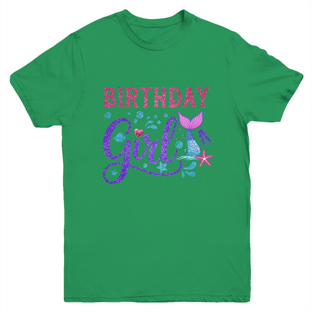 Mermaid Birthday Girl Mermaid Birthday Kids Youth Shirt | teecentury