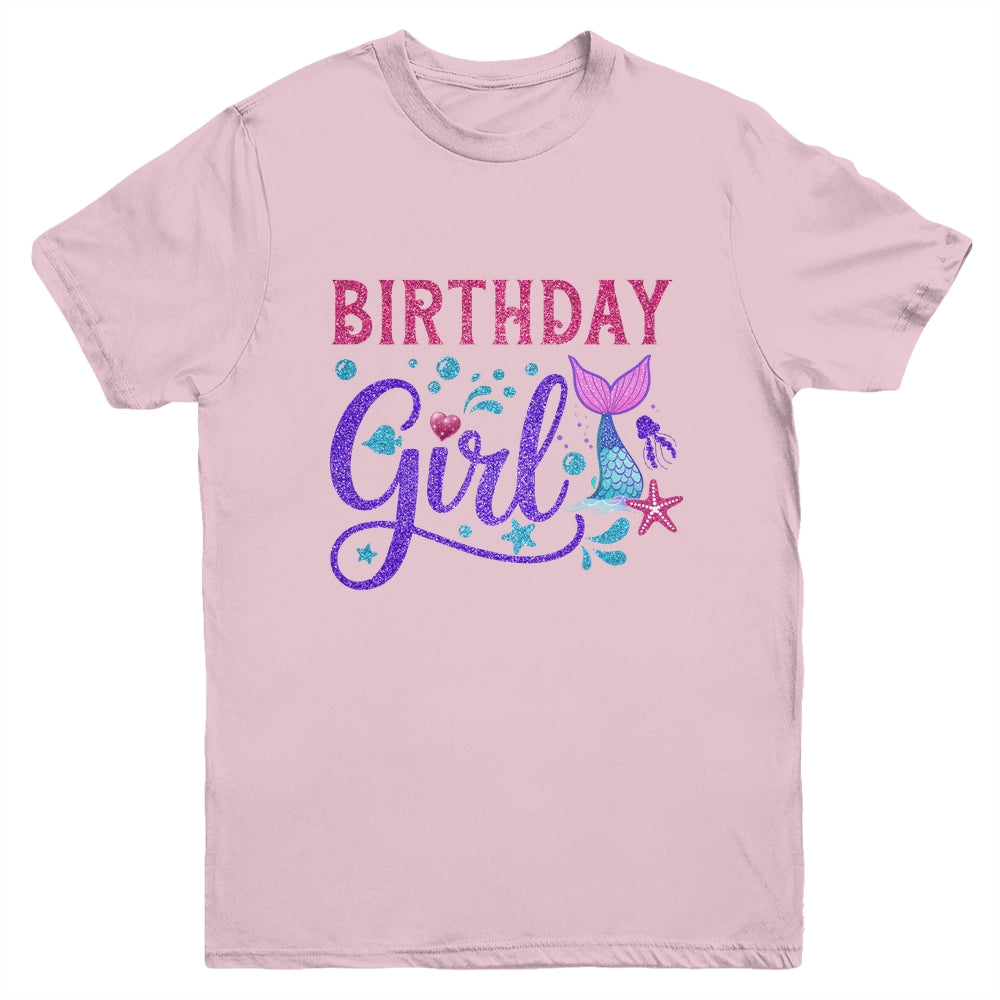 Mermaid Birthday Girl Mermaid Birthday Kids Youth Shirt | teecentury