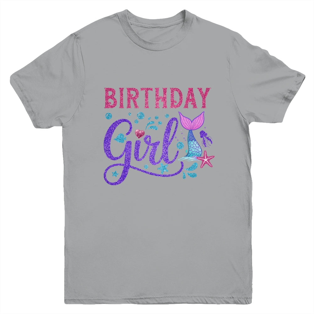 Mermaid Birthday Girl Mermaid Birthday Kids Youth Shirt | teecentury
