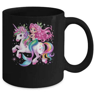 Mermaid Riding A Unicorn Girls Women Kids Adults Rainbow Mug | teecentury