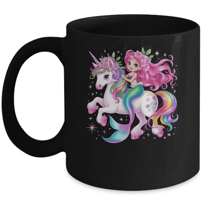 Mermaid Riding A Unicorn Girls Women Kids Adults Rainbow Mug | teecentury