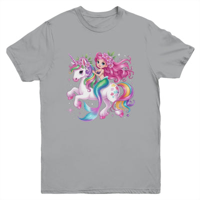 Mermaid Riding A Unicorn Girls Women Kids Adults Rainbow Youth Shirt | teecentury