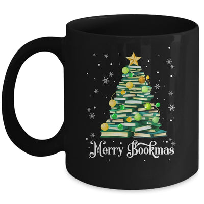 Merry Bookmas Christmas Tree Books Pine Funny Reading Lover Mug | teecentury