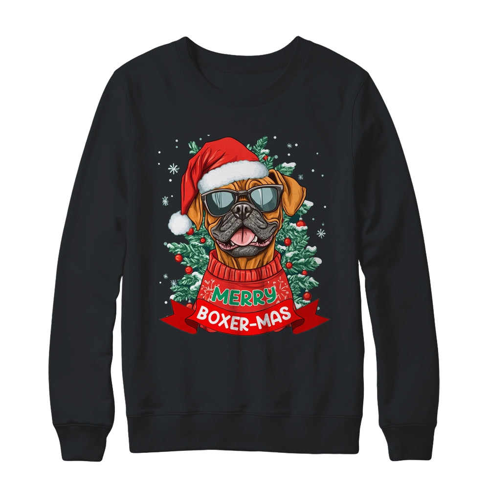 Merry Boxer-mas Cute Boxer Lover Dog Christmas Dad Mom Women Shirt & Sweatshirt | teecentury