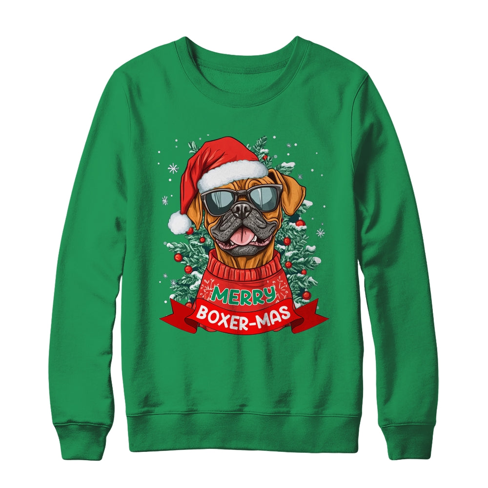 Merry Boxer-mas Cute Boxer Lover Dog Christmas Dad Mom Women Shirt & Sweatshirt | teecentury