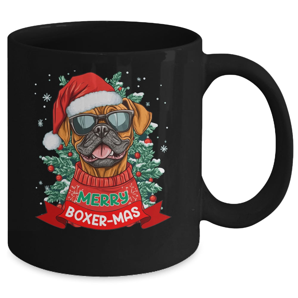 Merry Boxer-mas Cute Boxer Lover Dog Christmas Dad Mom Women Mug | teecentury