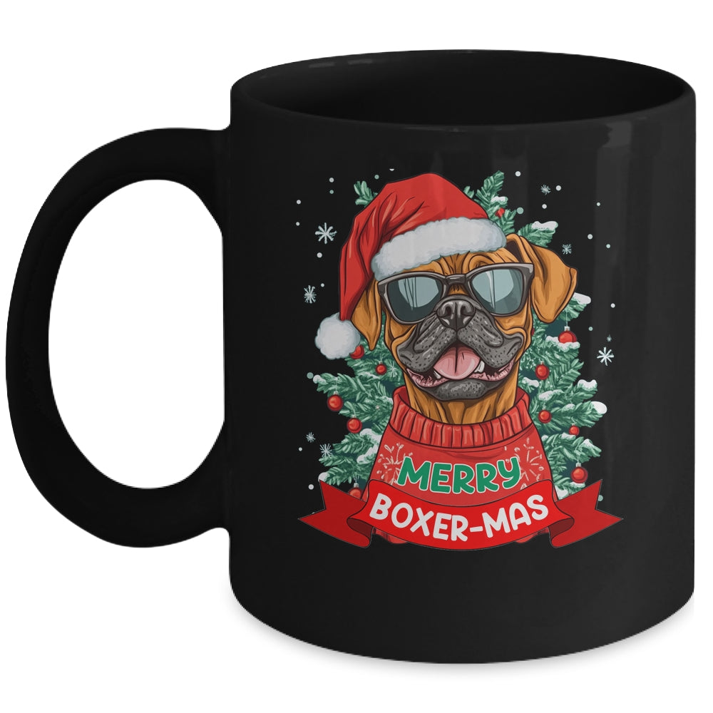Merry Boxer-mas Cute Boxer Lover Dog Christmas Dad Mom Women Mug | teecentury
