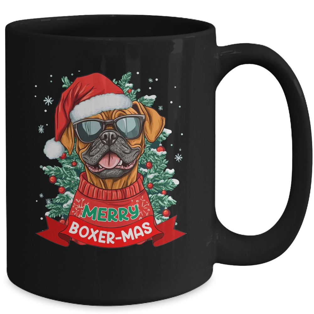 Merry Boxer-mas Cute Boxer Lover Dog Christmas Dad Mom Women Mug | teecentury